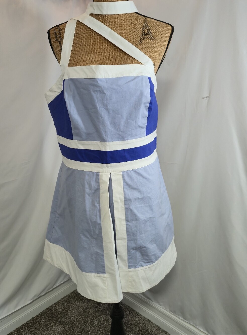 Anthropologie Blue and Royal Blue Colorblocked Sleeveless Dress